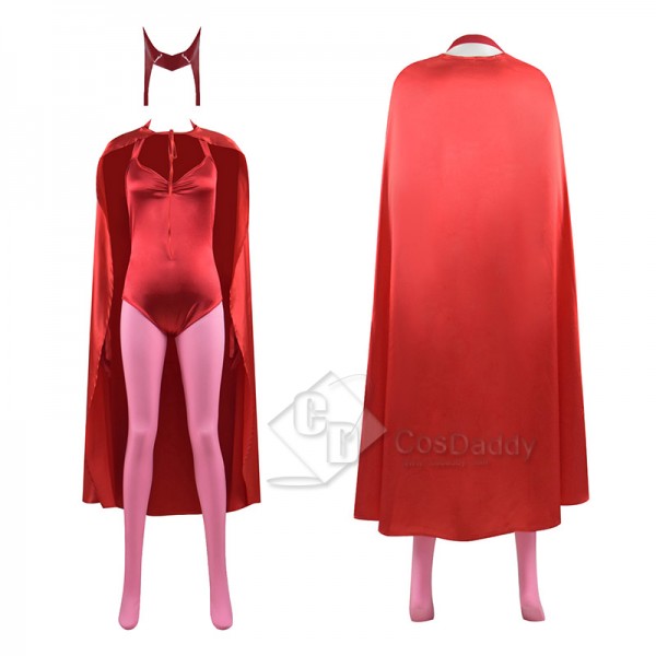 WandaVision Scarlet Witch Cosplay Costume Wanda Maximoff Red Jumpsuit Halloween Carnival Suit