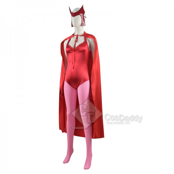 WandaVision Scarlet Witch Cosplay Costume Wanda Maximoff Red Jumpsuit Halloween Carnival Suit