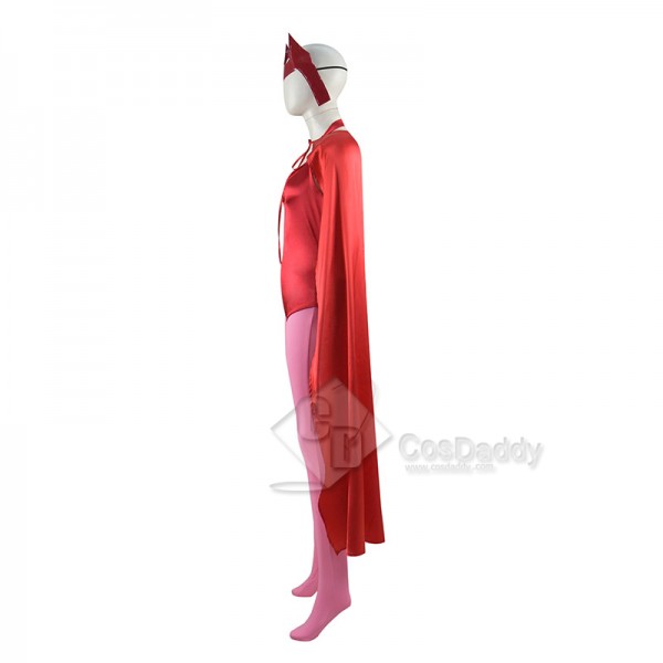 WandaVision Scarlet Witch Cosplay Costume Wanda Maximoff Red Jumpsuit Halloween Carnival Suit