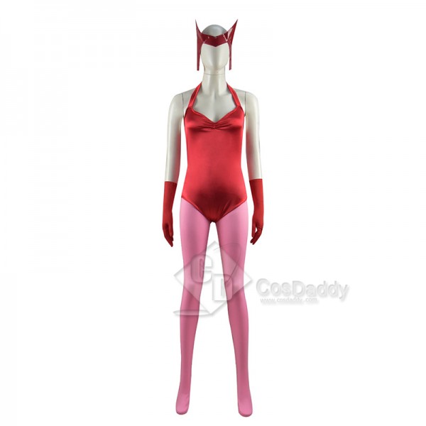 WandaVision Scarlet Witch Cosplay Costume Wanda Maximoff Red Jumpsuit Halloween Carnival Suit