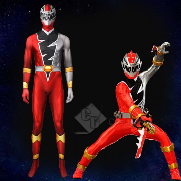 Power Rangers Kishiryu Sentai Ryusoulger Cosplay Costume Red Soldier Jumpsuit Bodysuit