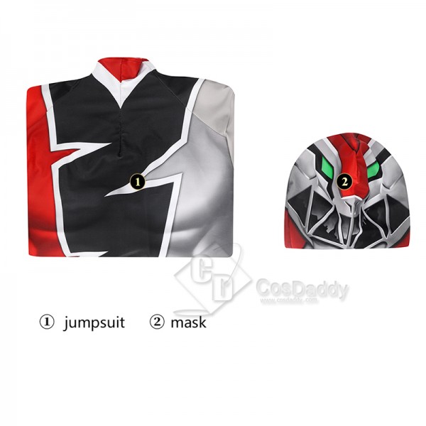 Power Rangers Kishiryu Sentai Ryusoulger Cosplay Costume Red Soldier Jumpsuit Bodysuit