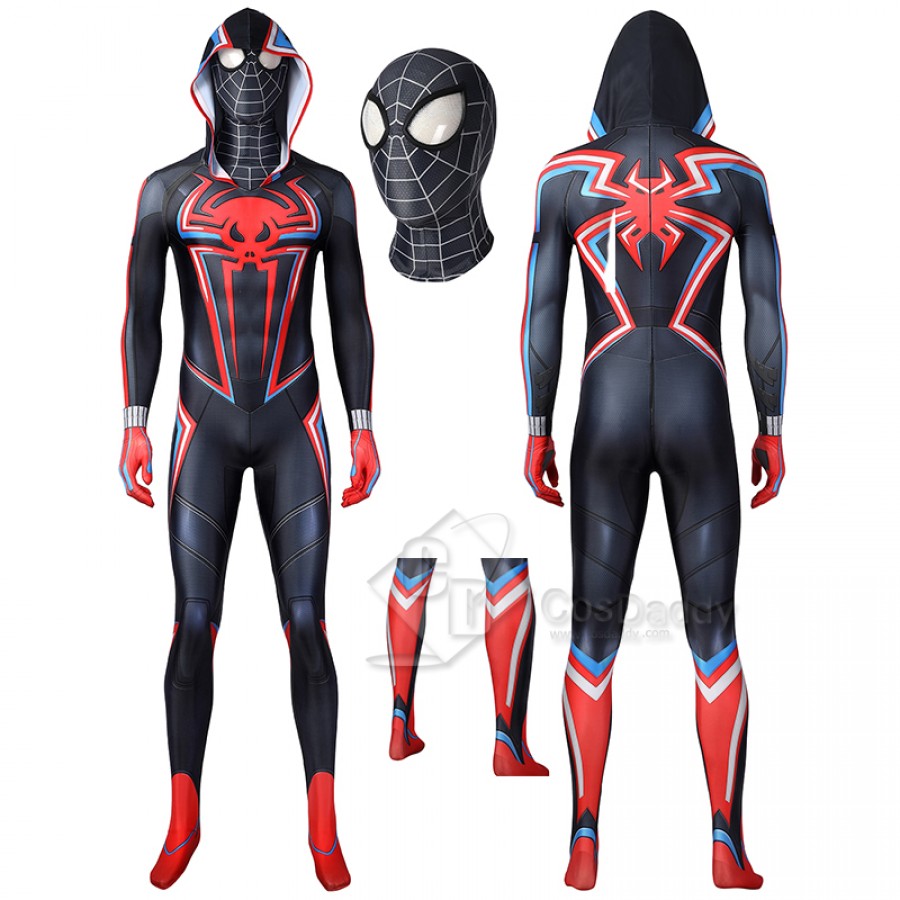 New Spider-man Miles Morales Jumpsuit Spiderman Cosplay Costume Suit  Halloween A