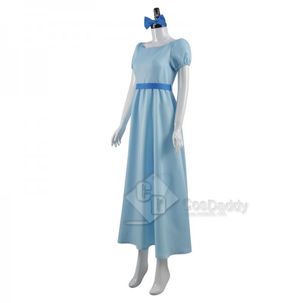 Peter Pan Wendy Cosplay Costume Princess Blue Long Dress Halloween Suit