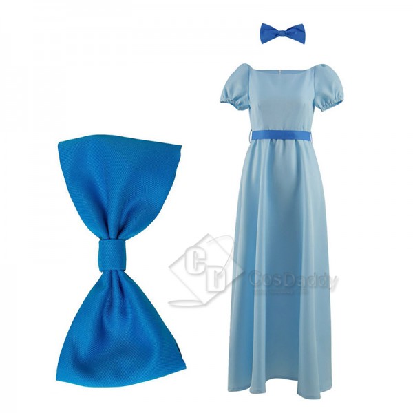 Peter Pan Wendy Darling Cosplay Costume Princess Blue Long Dress Halloween Suit