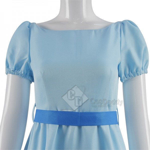 Peter Pan Wendy Darling Cosplay Costume Princess Blue Long Dress Halloween Suit