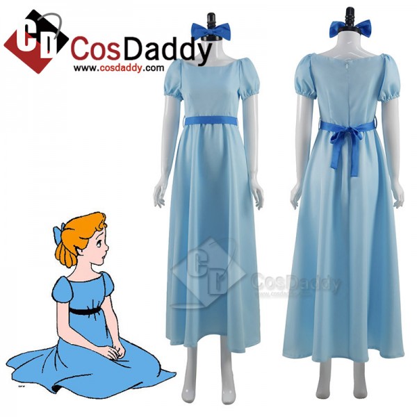 Peter Pan Wendy Cosplay Costume Princess Blue Long...