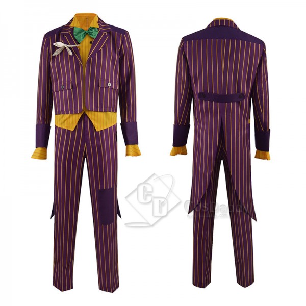 Batman Arkham Asylum Joker Cosplay Costume Purple Coat Pants Uniform Outfit