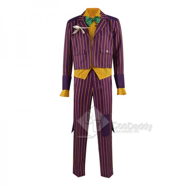 Batman Arkham Asylum Joker Cosplay Costume Purple Coat Pants Uniform Outfit