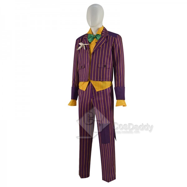 Batman Arkham Asylum Joker Cosplay Costume Purple Coat Pants Uniform Outfit