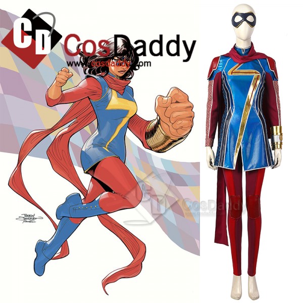 Ms. Marvel Kamala Khan Cosplay Costume Overgirl Jumpsuit Superhero Outfit