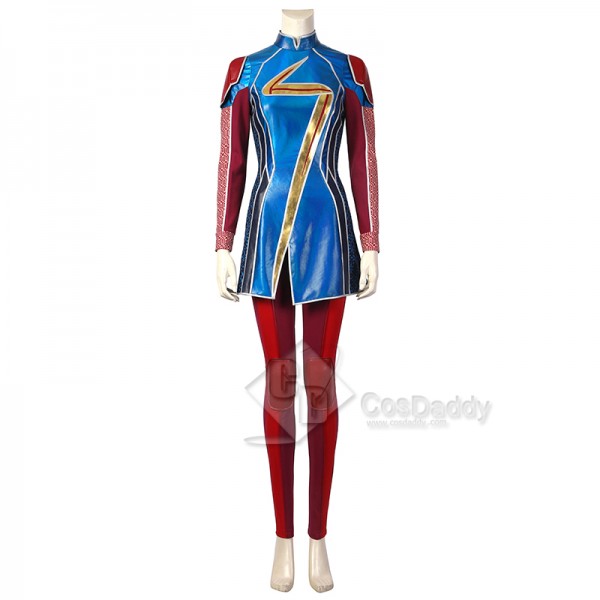 Ms. Marvel Kamala Khan Cosplay Costume Overgirl Jumpsuit Superhero Outfit