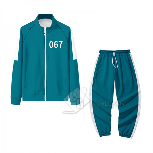 2021 South Korean Movie Squid Game Cosplay Costume  Jacket Pant Uniform Zipper Sportswear