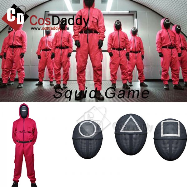 2021 Korean Hot Movie Squid Game Square Manager Cosplay Costume Jumpsuit Mask For Kids