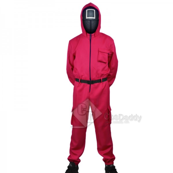 2021 Korean Hot Movie Squid Game Square Manager Cosplay Costume Jumpsuit Mask For Kids