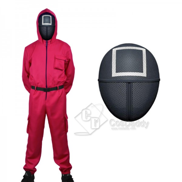 2021 Korean Hot Movie Squid Game Square Manager Cosplay Costume Jumpsuit Mask For Kids
