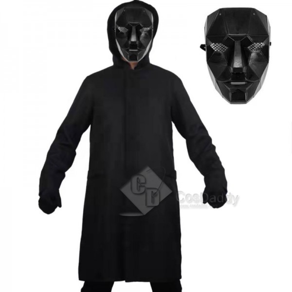 Squid Game Boss Round Six Front Man Cosplay Costume Unisex Black Jacket Uniform Mask