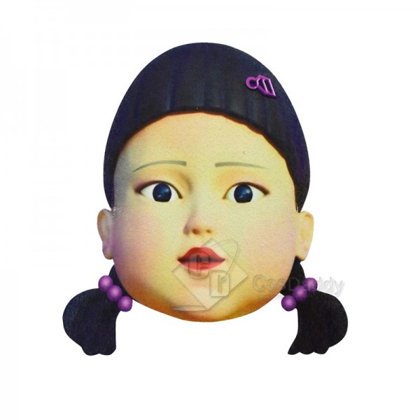 Squid Game 123 Wooden Man Robot Doll Cosplay Costume Yellow Dress Scary Mask For Adult Girl
