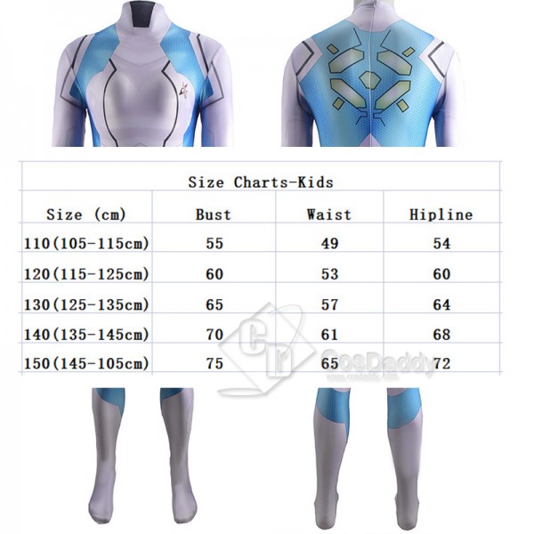 Gameplay Metroid Dread Samus Aran Cosplay Costume Blue Jumpsuit For Adult Kids