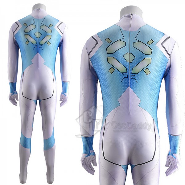 Gameplay Metroid Dread Samus Aran Cosplay Costume Blue Jumpsuit For Adult Kids