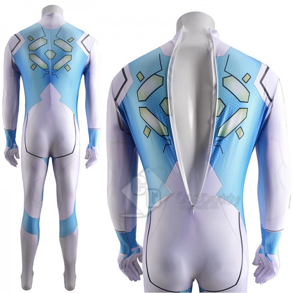 Gameplay Metroid Dread Samus Aran Cosplay Costume Blue Jumpsuit For Adult Kids