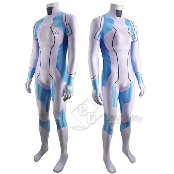 Gameplay Metroid Dread Samus Aran Cosplay Costume Blue Jumpsuit For Adult Kids