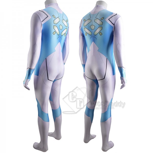 Gameplay Metroid Dread Samus Aran Cosplay Costume Blue Jumpsuit For Adult Kids