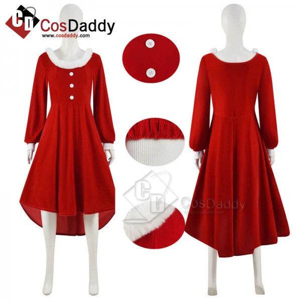 Christmas Dress for Women Long Sleeves Round Collar Faux Dress CosDaddy