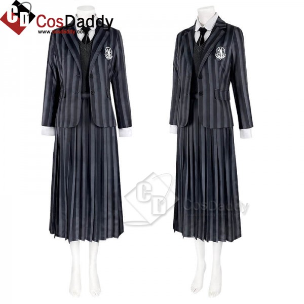 Wednesday Addams Costumes Black Uniform Suit Dress...