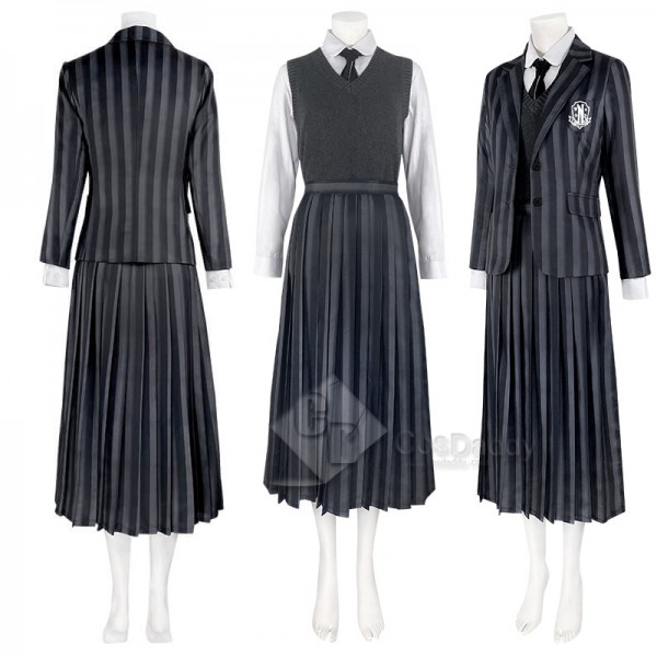 Wednesday Addams Costumes Black Uniform Suit Dress The Addams Family Cosplay Outfit
