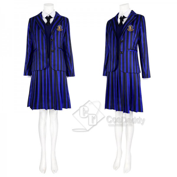 Wednesday Addams Costumes Blue Uniform Suit Dress The Addams Family Cosplay Outfit