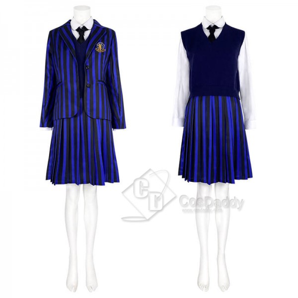 Wednesday Addams Costumes Blue Uniform Suit Dress The Addams Family Cosplay Outfit