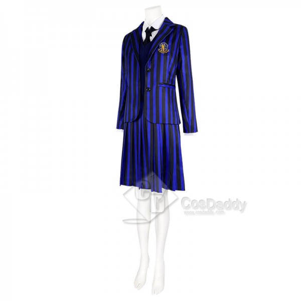 Wednesday Addams Costumes Blue Uniform Suit Dress The Addams Family Cosplay Outfit