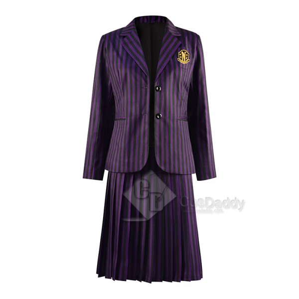 Wednesday Addams Nevermore Academy Enid Purple School Uniform Cosplay Costume Halloween Carnival Suit