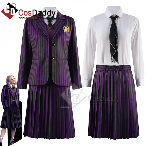 Wednesday Addams Nevermore Academy Enid Purple School Uniform Cosplay Costume Halloween Carnival Suit