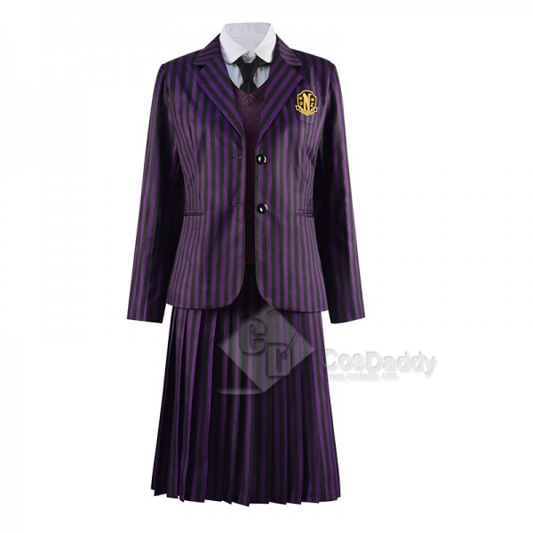 Wednesday Addams Nevermore Academy Enid Purple School Uniform Cosplay Costume Halloween Carnival Suit