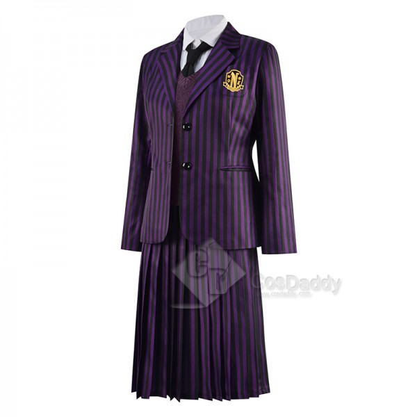 Wednesday Addams Nevermore Academy Enid Purple School Uniform Cosplay Costume Halloween Carnival Suit