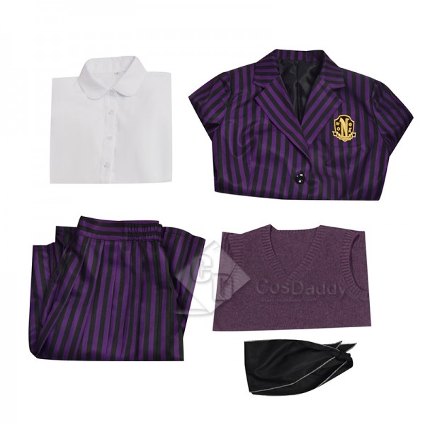 Wednesday Addams Nevermore Academy Enid Purple School Uniform Cosplay Costume Halloween Carnival Suit