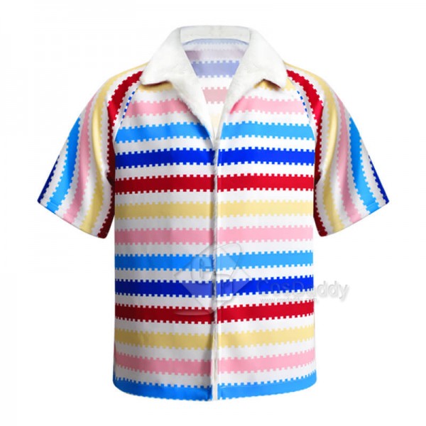 Barbie Movie 1964 Ken Allan Cosplay Costume Rainbow Striped Shirt Fur Collar