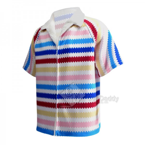 Barbie Movie 1964 Ken Allan Cosplay Costume Rainbow Striped Shirt Fur Collar