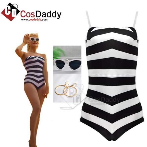 2023 Movie Barbie Bikini Cosplay Costume Barbie Swimsuit Glasses Earrings Halloween Carnival Suit