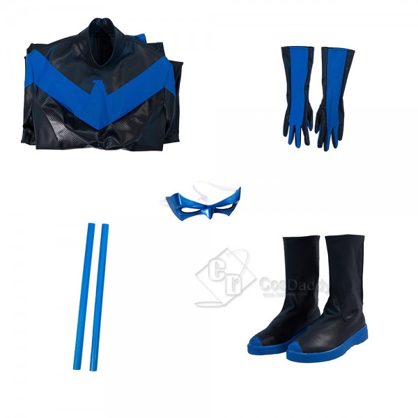 Cosdaddy Dick Grayson Nightwing Cosplay Costume Nightwing Leather Jumpsuit
