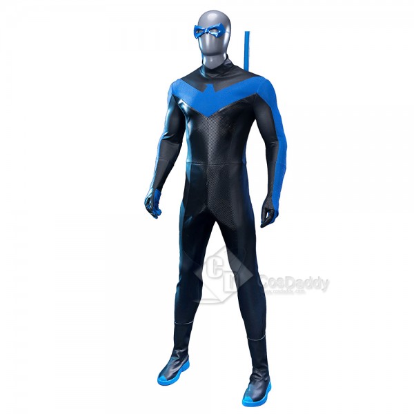 Cosdaddy Dick Grayson Nightwing Cosplay Costume Nightwing Leather Jumpsuit