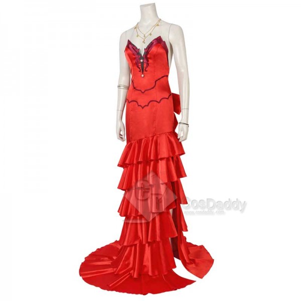 Final Fantasy VII Remake FF7 Aerith Gainsborough Red Dress Halloween Cosplay Costume