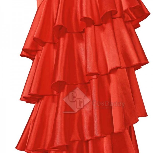 Final Fantasy VII Remake FF7 Aerith Gainsborough Red Dress Halloween Cosplay Costume