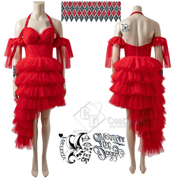 The Suicide Squad 2 Harley Quinn Red Dress Cosplay...