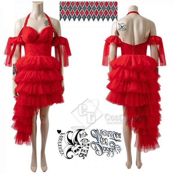 The Suicide Squad 2 Harley Quinn Red Dress Cosplay Costumes CosDaddy