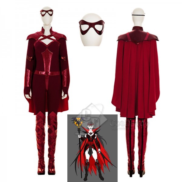 The Boys Season 3 Crimson Countess Cosplay  Costume Red Jumpsuit Witch Outfits