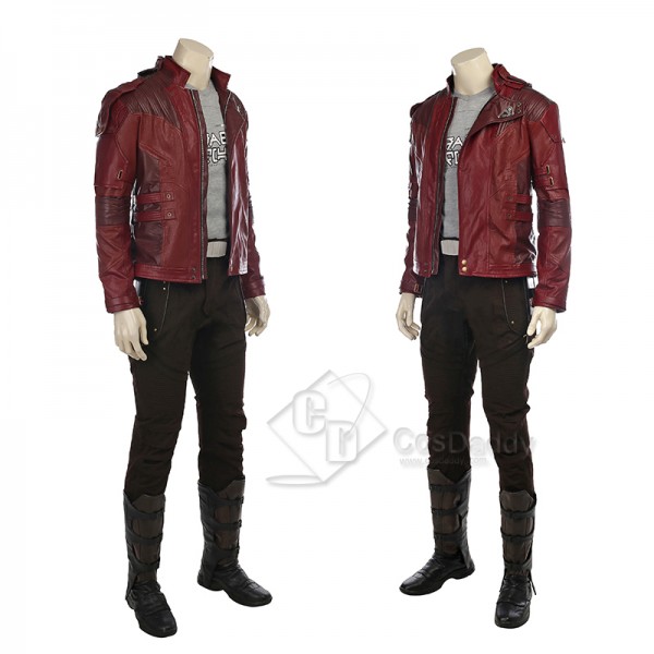 Guardians of The Galaxy 2 Star Lord Peter Jason Quill Cosplay Costume Red Coat Battle Suit