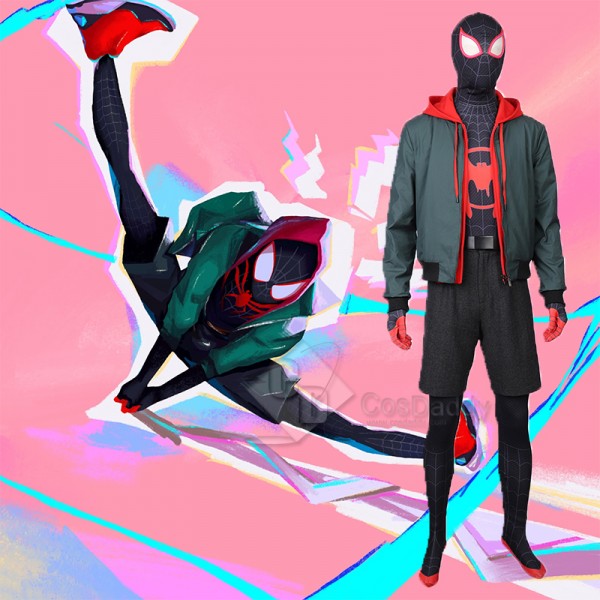 SpiderMan Into the Spider-Verses Miles Morales Cosplay Costume Spider-Man Hoodie  Jumpsuit